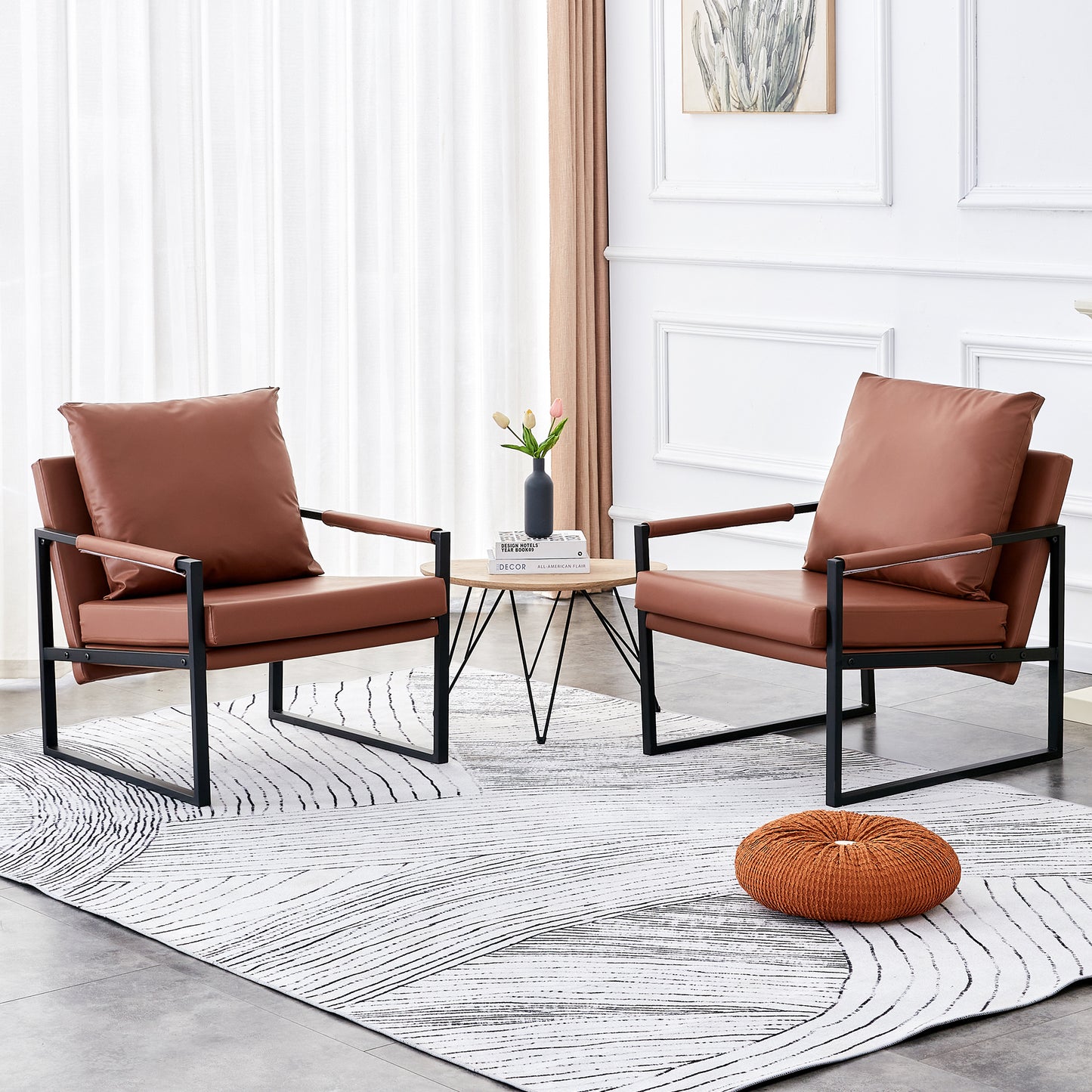 Chic Leather Armchair Duo