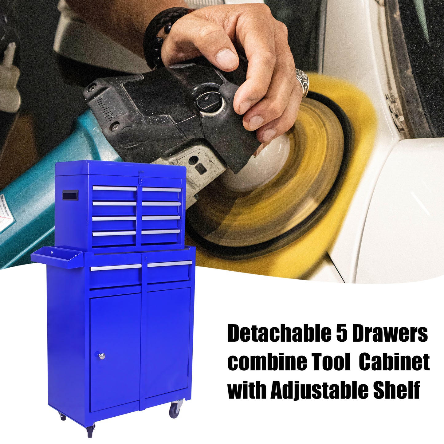 Versatile Blue Tool Chest with Adjustable Shelf