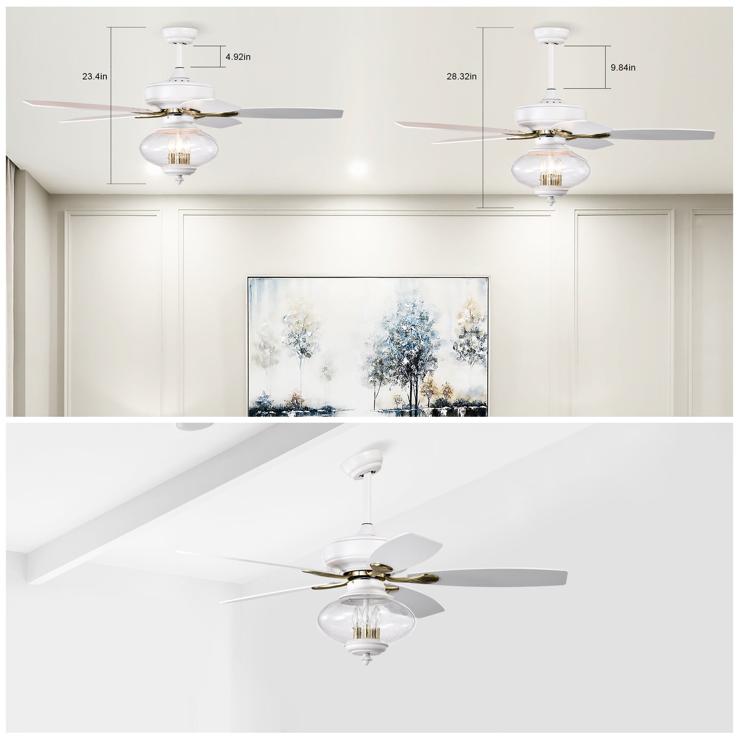 Breezy White Ceiling Fan with Remote