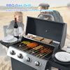 Stainless Steel 4-Burner Propane Grill with Shelves & Wheels