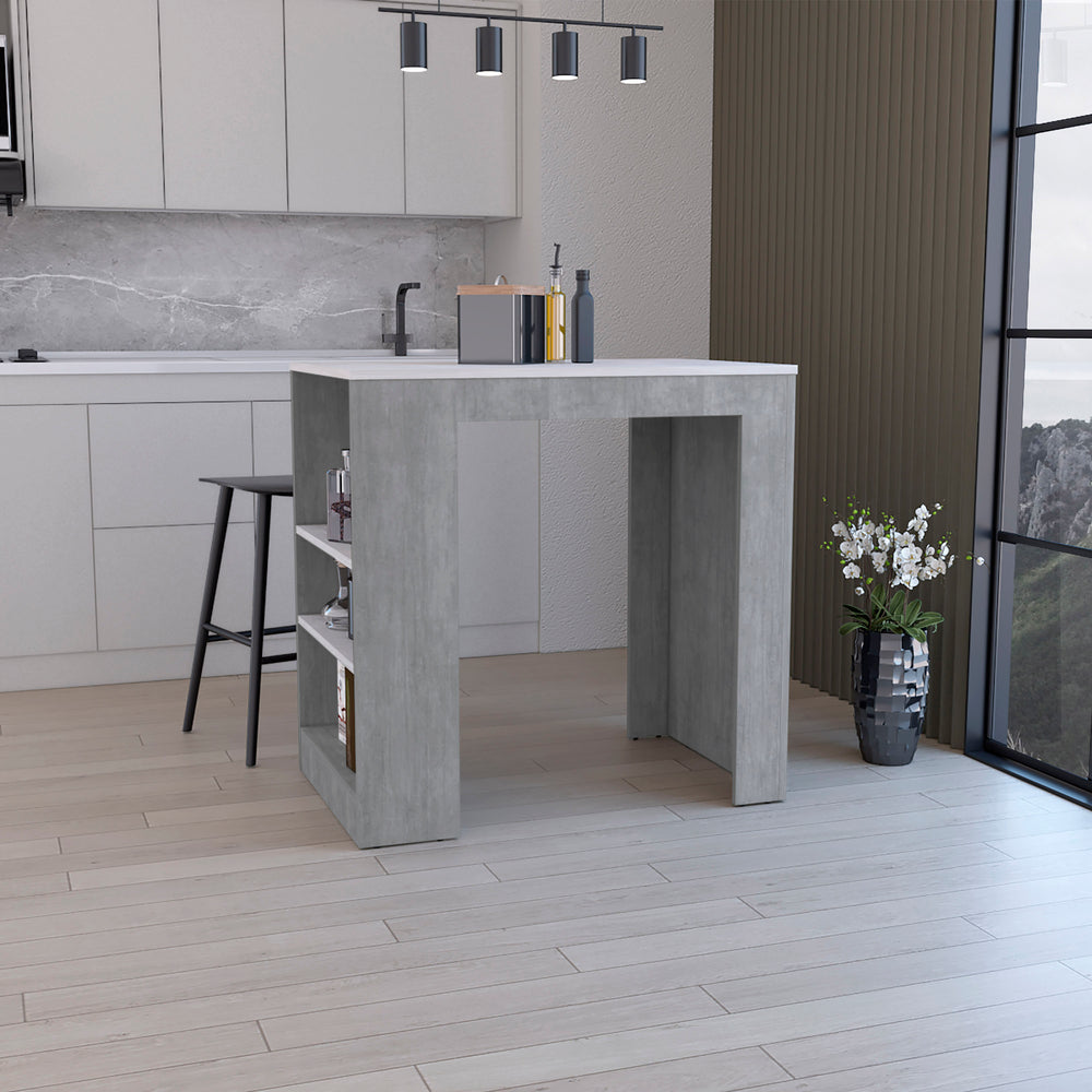 Stylish Kitchen Island with Marble Finish & Ample Storage