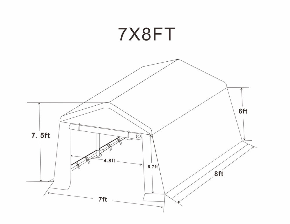 Portable Outdoor Garage Canopy with Roll-Up Doors