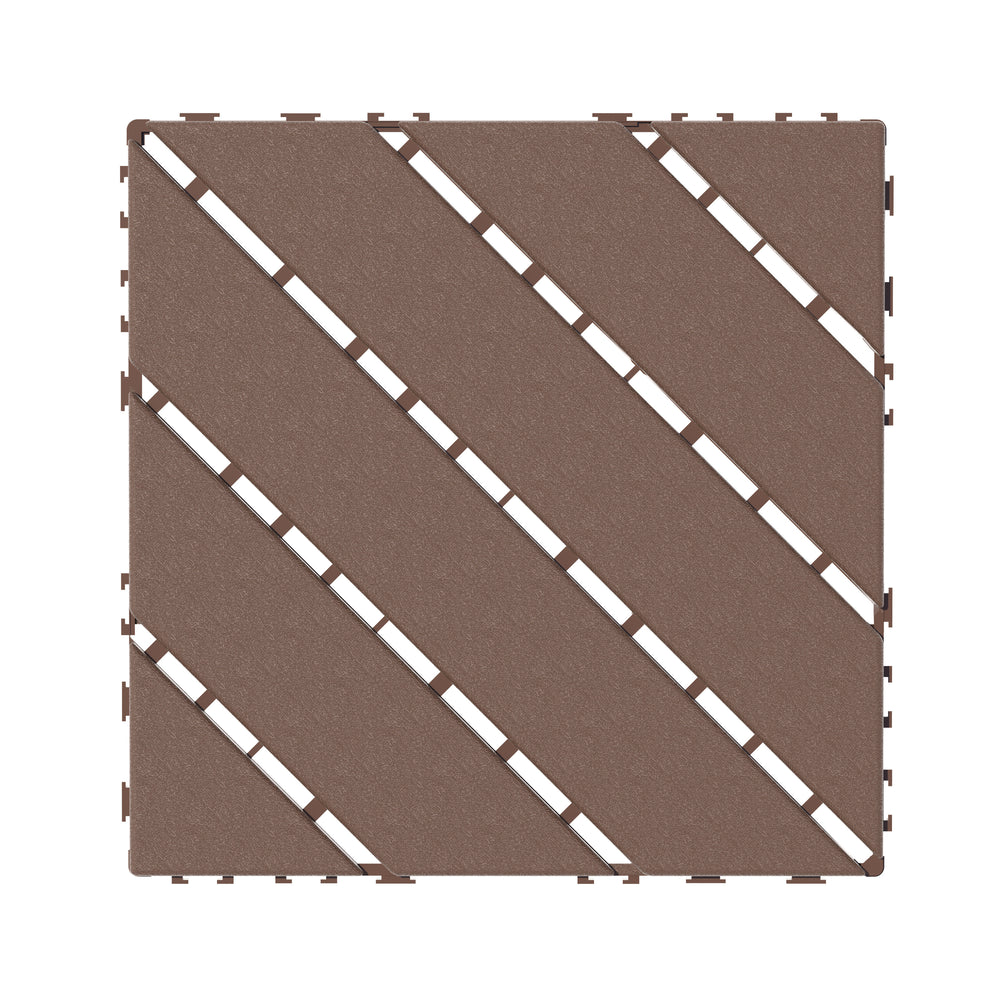 Versatile Interlocking Deck Tiles - Weatherproof Brown Patio Flooring