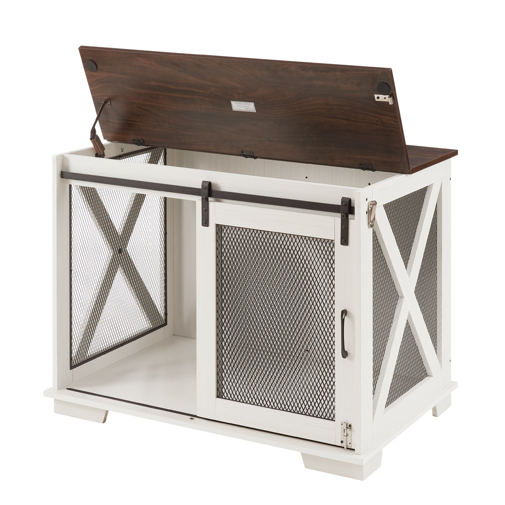 Charming Dog Crate End Table with Barn Door