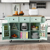 Mint Green Kitchen Island on Wheels with Drop-Leaf Countertop & Storage