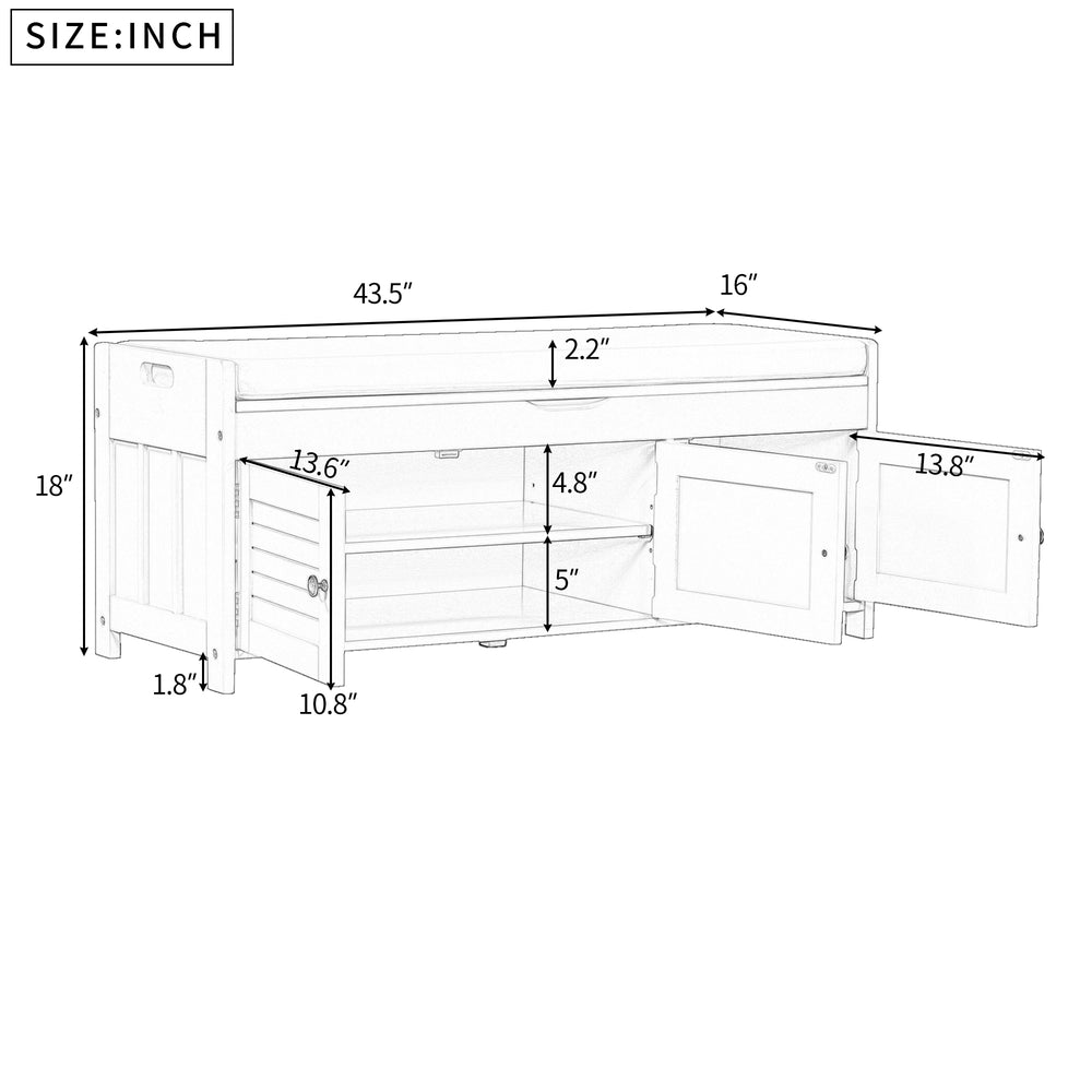 Chic Storage Bench with Cushion and Hidden Space