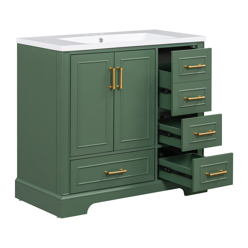 Charming Green Bathroom Vanity Set with Resin Sink