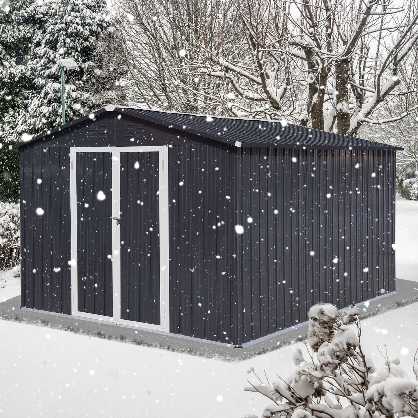 Stylish Dark-Grey Outdoor Storage Shed