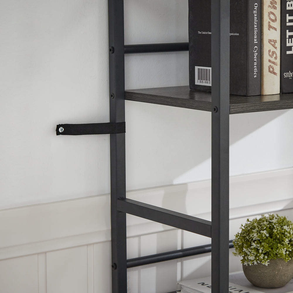 Retro Industrial Triple Shelf Bookshelf in Dark Grey