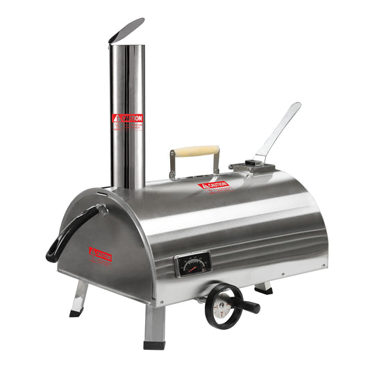 Silver Outdoor Pizza Oven - Portable Wood-Fired Delight!