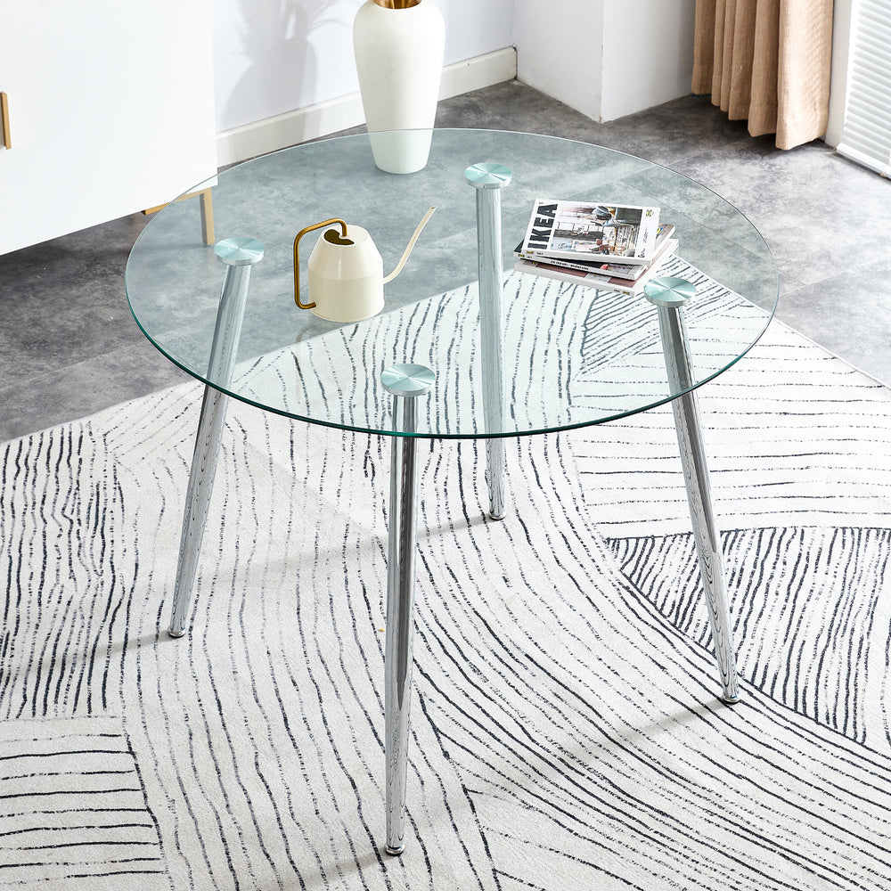 Sleek Silver Round Dining Table