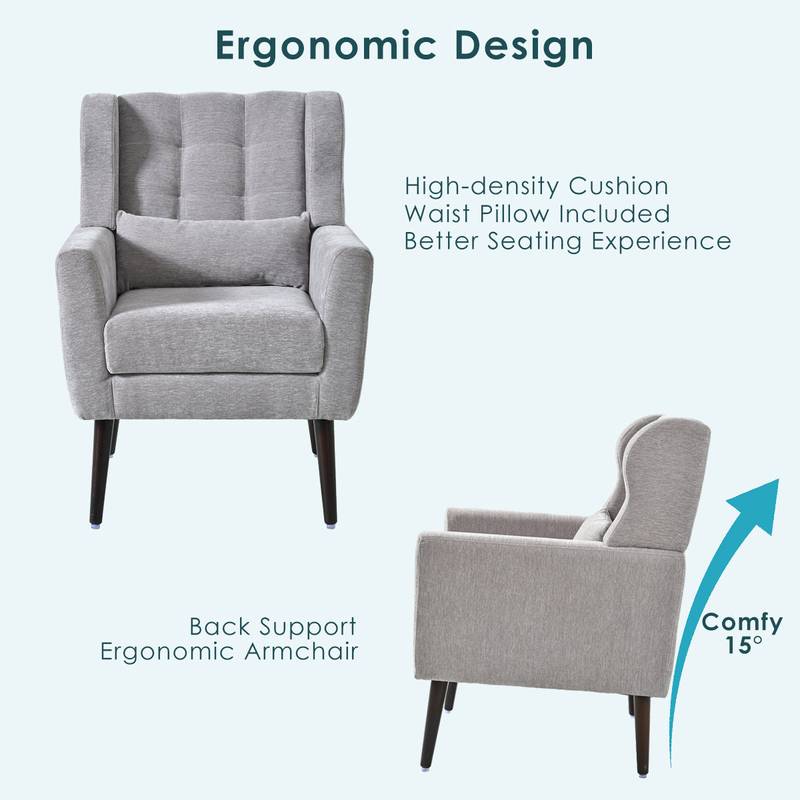 Chic Gray Lounge Chair with Comfort Pillow
