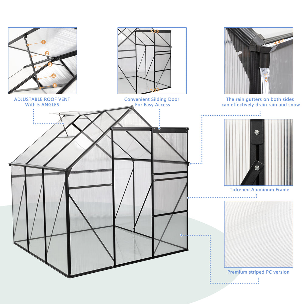 Cozy Black Polycarbonate Backyard Greenhouse