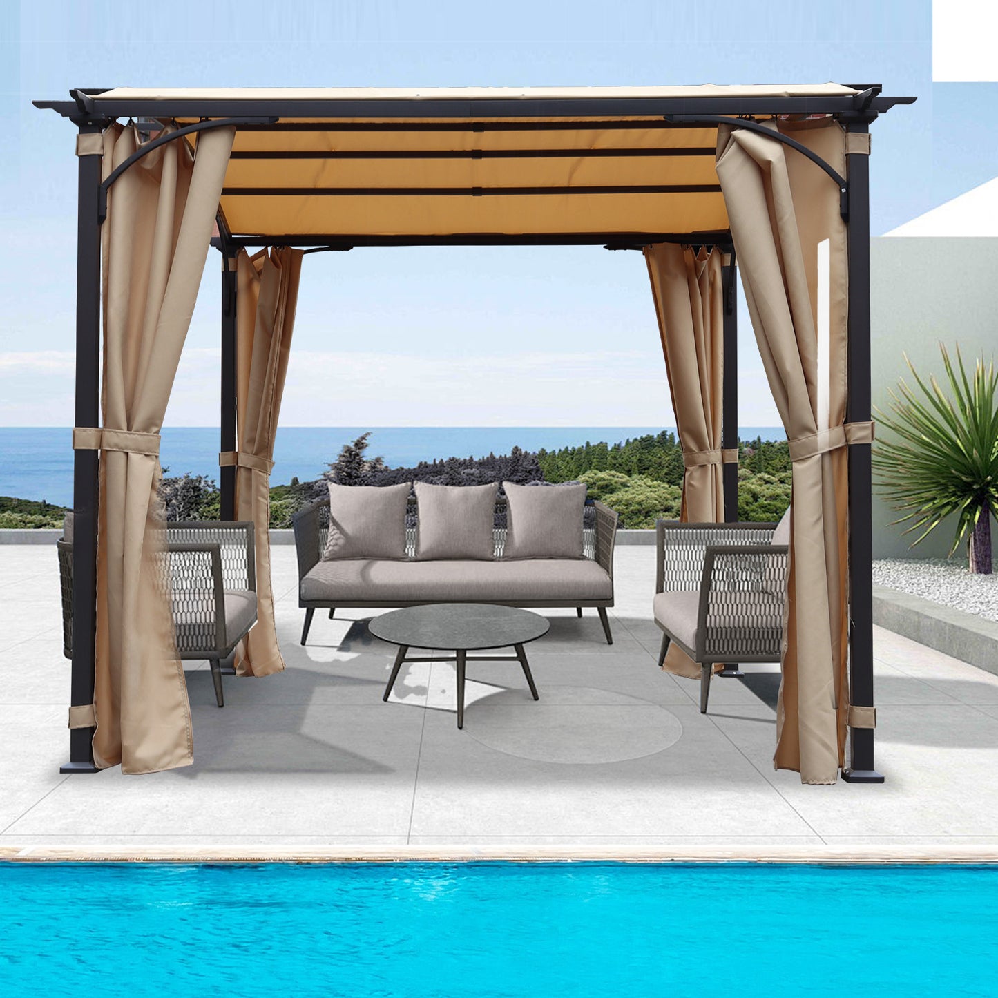 Grape Grove Outdoor Pergola with Sun Shade