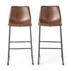 Chic Vintage Brown Faux Leather Barstools - Set of Two
