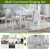 Chic White Dining Set with Upholstered Chairs