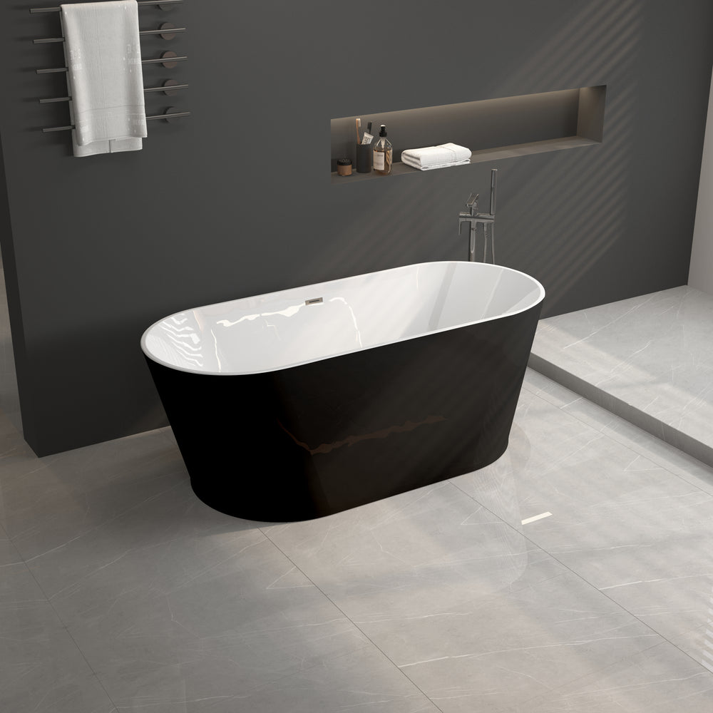 Sleek Black Oval Freestanding Tub