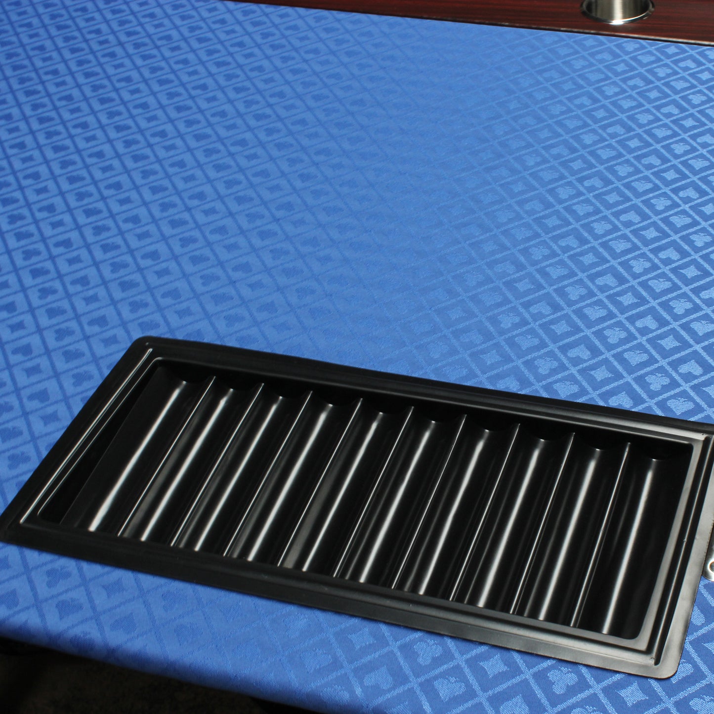 Luna Legs Blue Racetrack Poker Table with Tray