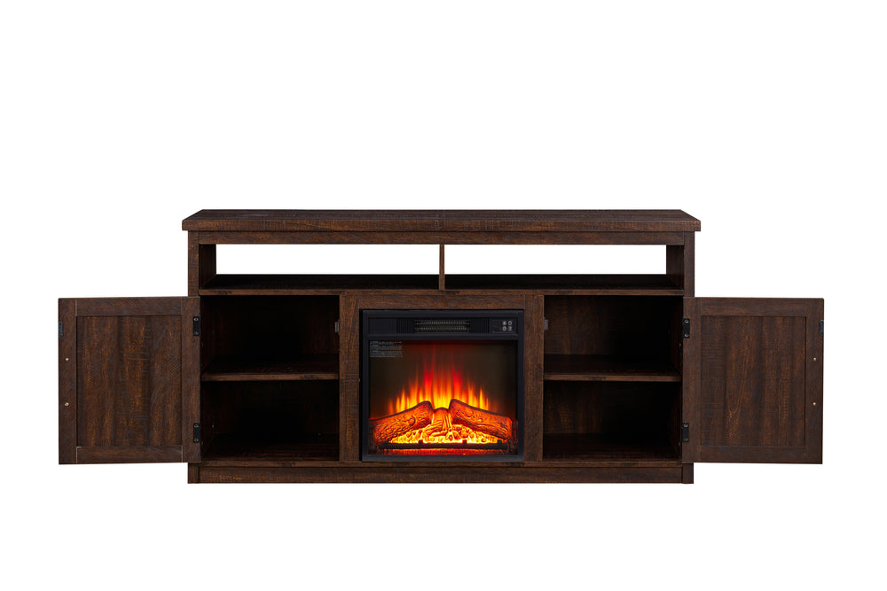 Cozy Farmhouse TV Stand with Fireplace