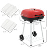 Outsunny Portable Charcoal BBQ Grill & Smoker with Wheels