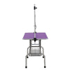 Purple Pet Grooming Table - Adjustable Arm & Non-Slip Mat