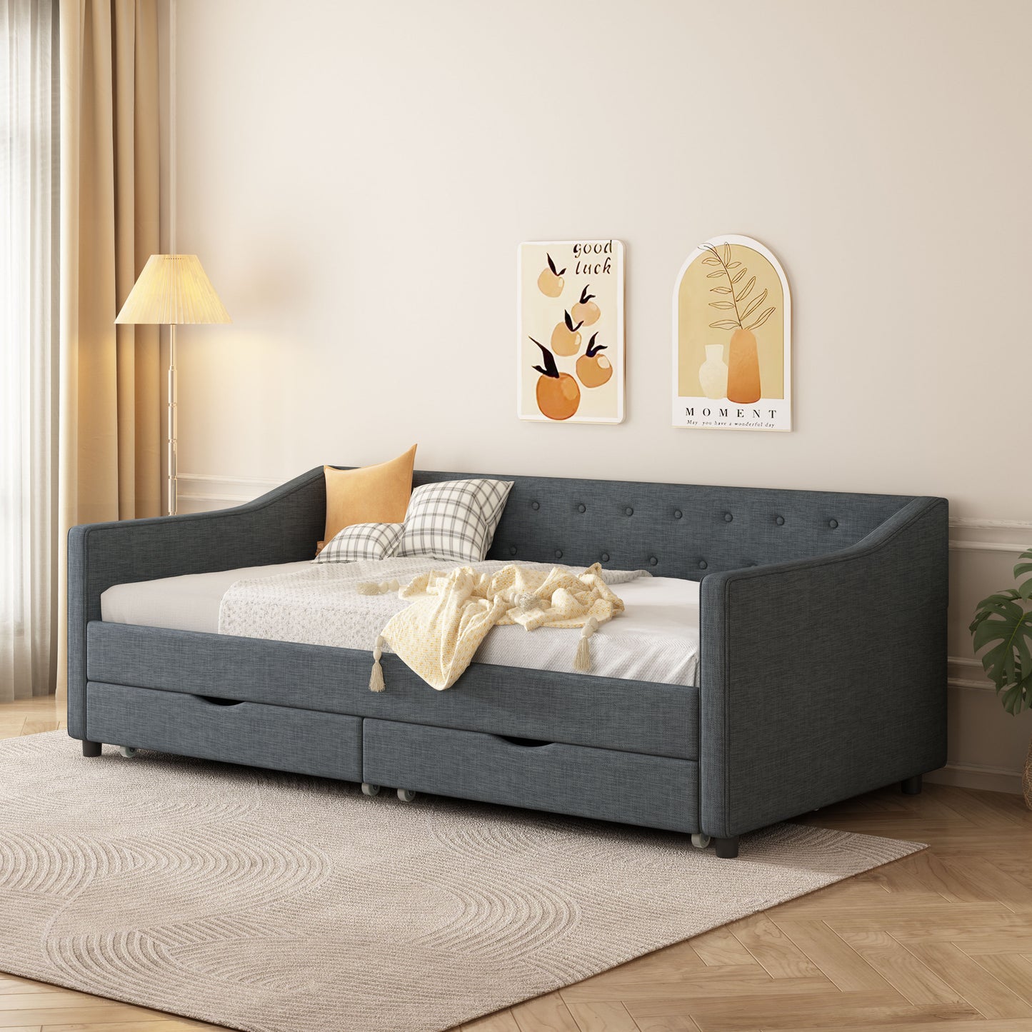 Cozy Dark Grey Twin Daybed with Stylish Drawers