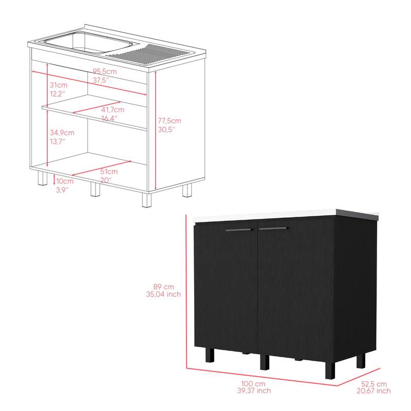 Burwood Black Utility Sink Cabinet