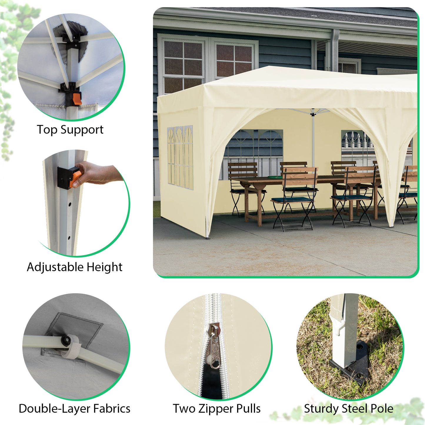 Deluxe Pop-Up Party Canopy with Sidewalls and Accessories