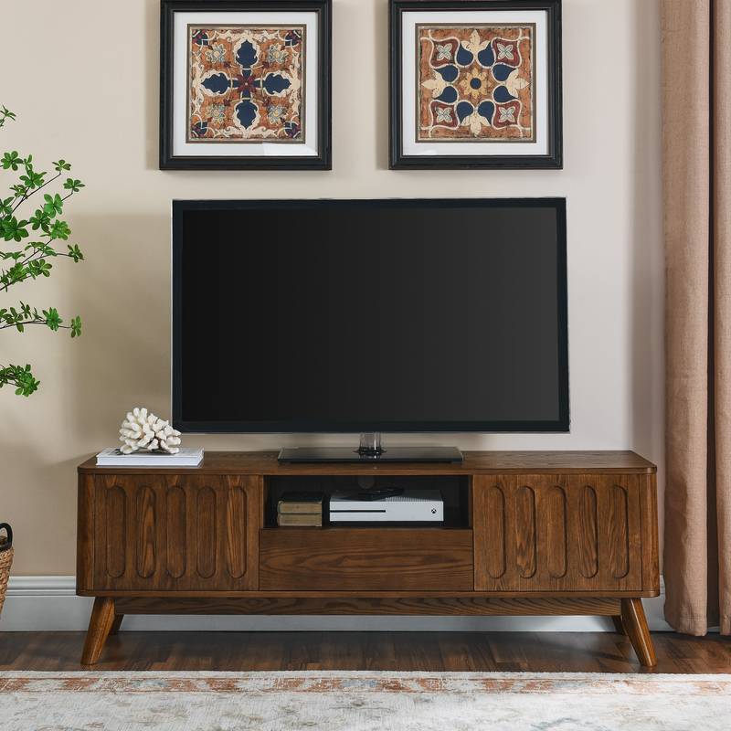 Chic Fluted TV Stand with Storage