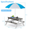 Fun & Play Kids Picnic Table with Umbrella and Sand & Water Area