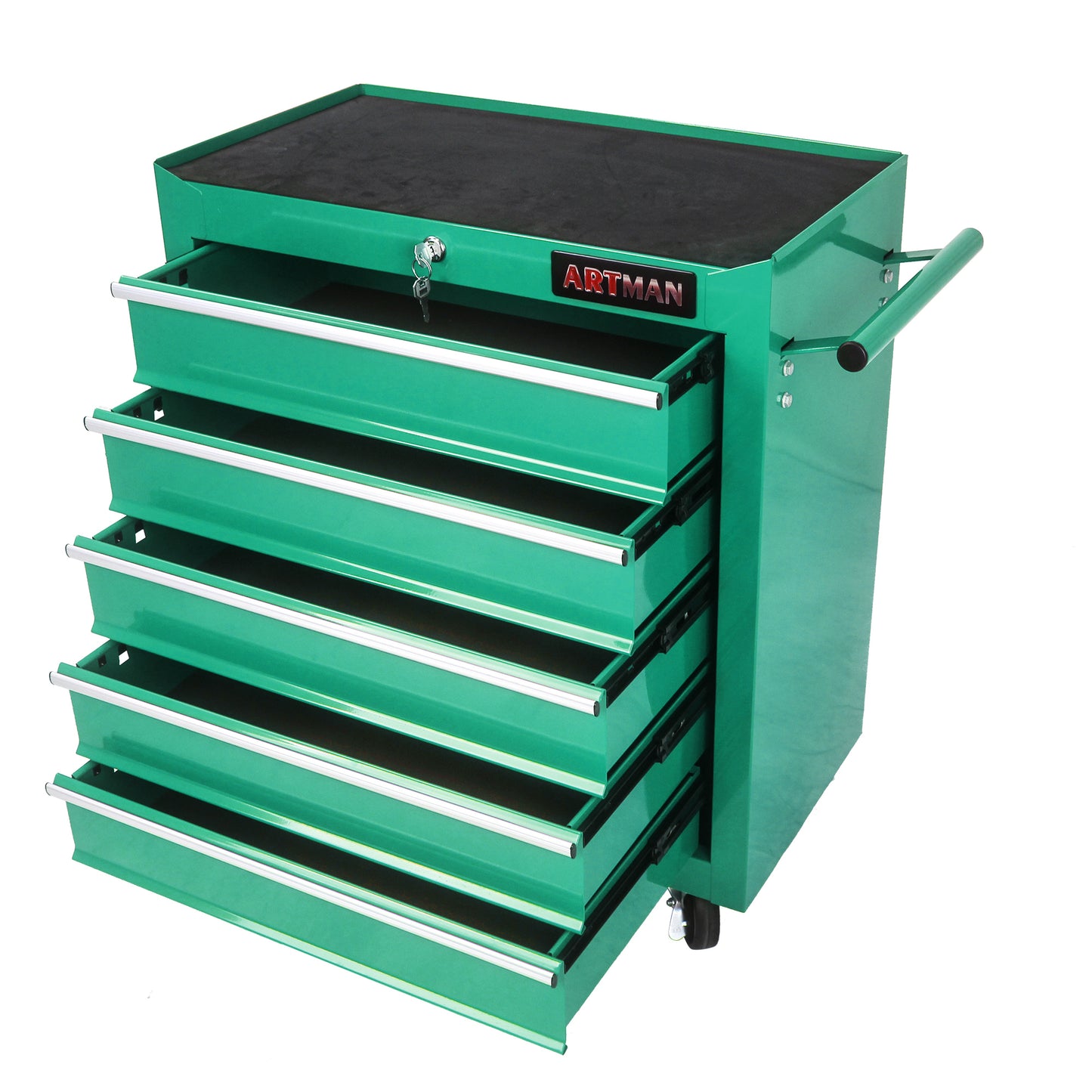 Green Rolling Tool Cart with 5 Drawers