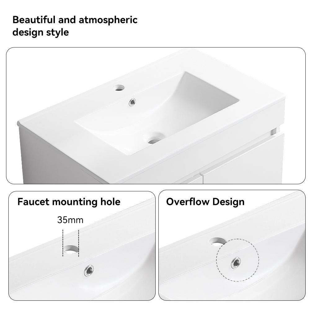 Chic Wall-Mounted Vanity with Soft-Close Cabinets & White Basin