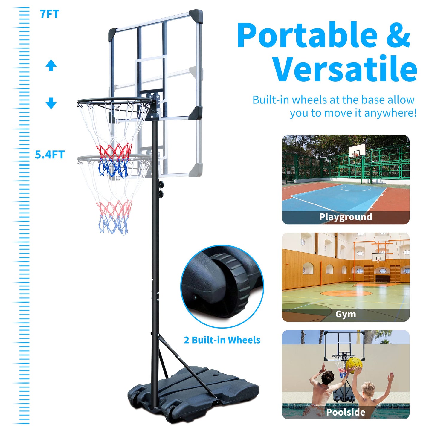 Easy-Set Portable Basketball Hoop - Adjustable for Indoor & Outdoor Fun!