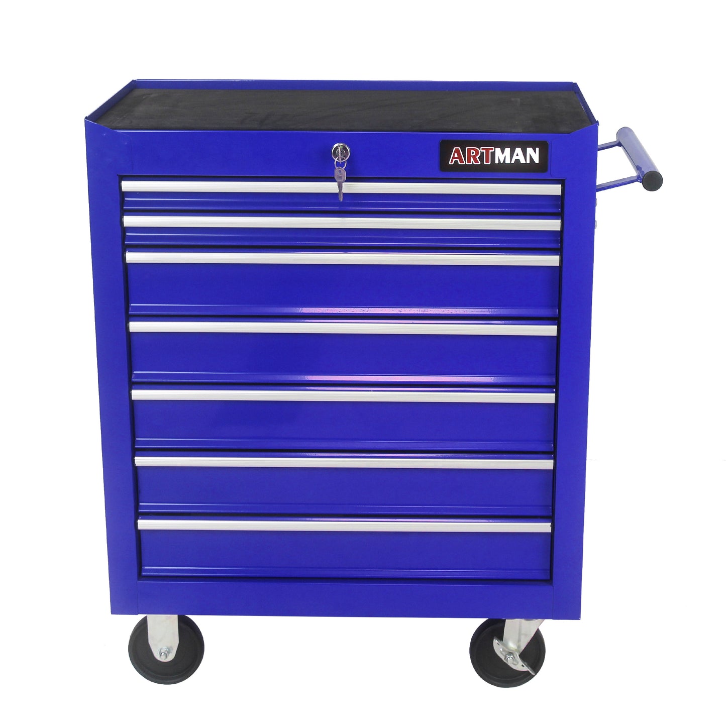 Blue Rolling Tool Cart with Seven Spacious Drawers