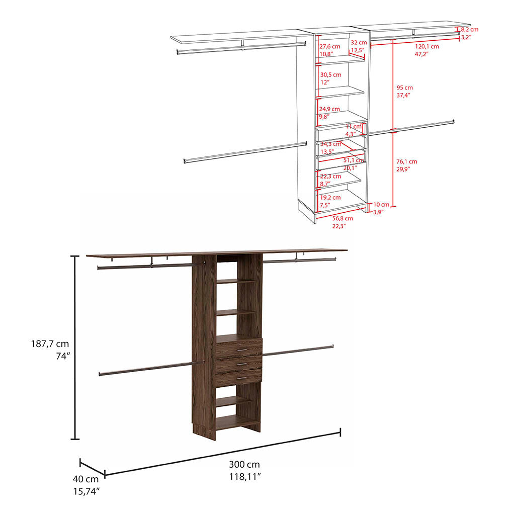 Stylish Walnut Closet Organizer