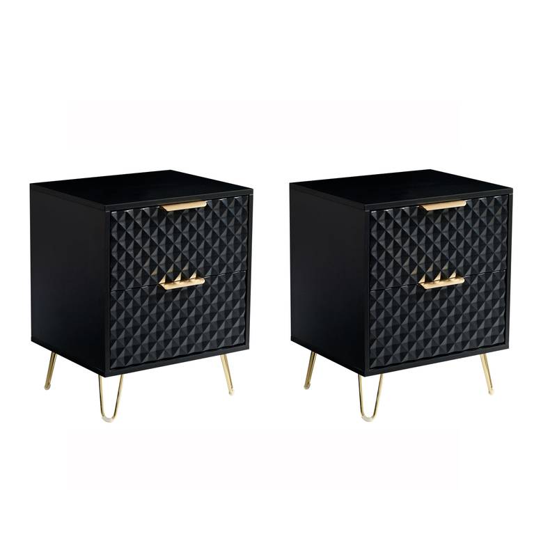 Sleek Black Nightstand Duo with Drawers