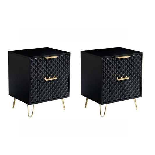 Sleek Black Nightstand Duo with Drawers
