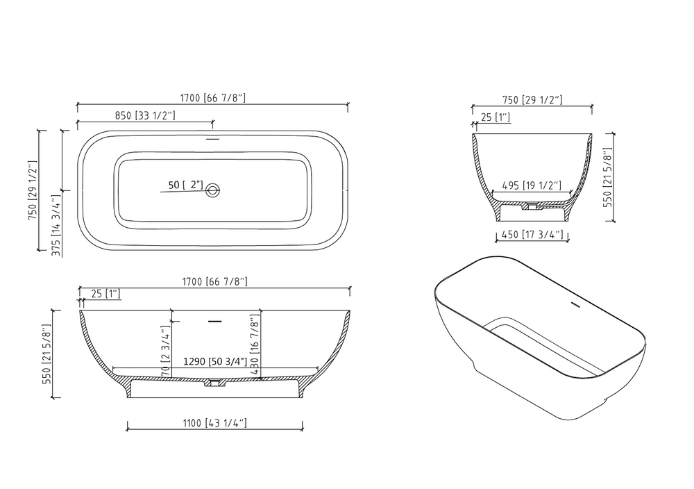 Sleek Comfort Freestanding Soaking Tub