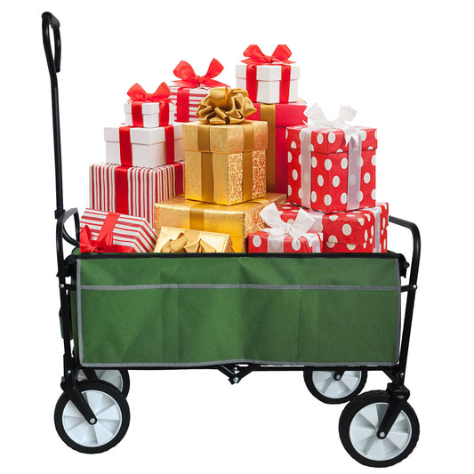 Green Foldable Wagon for Shopping and Beach Fun