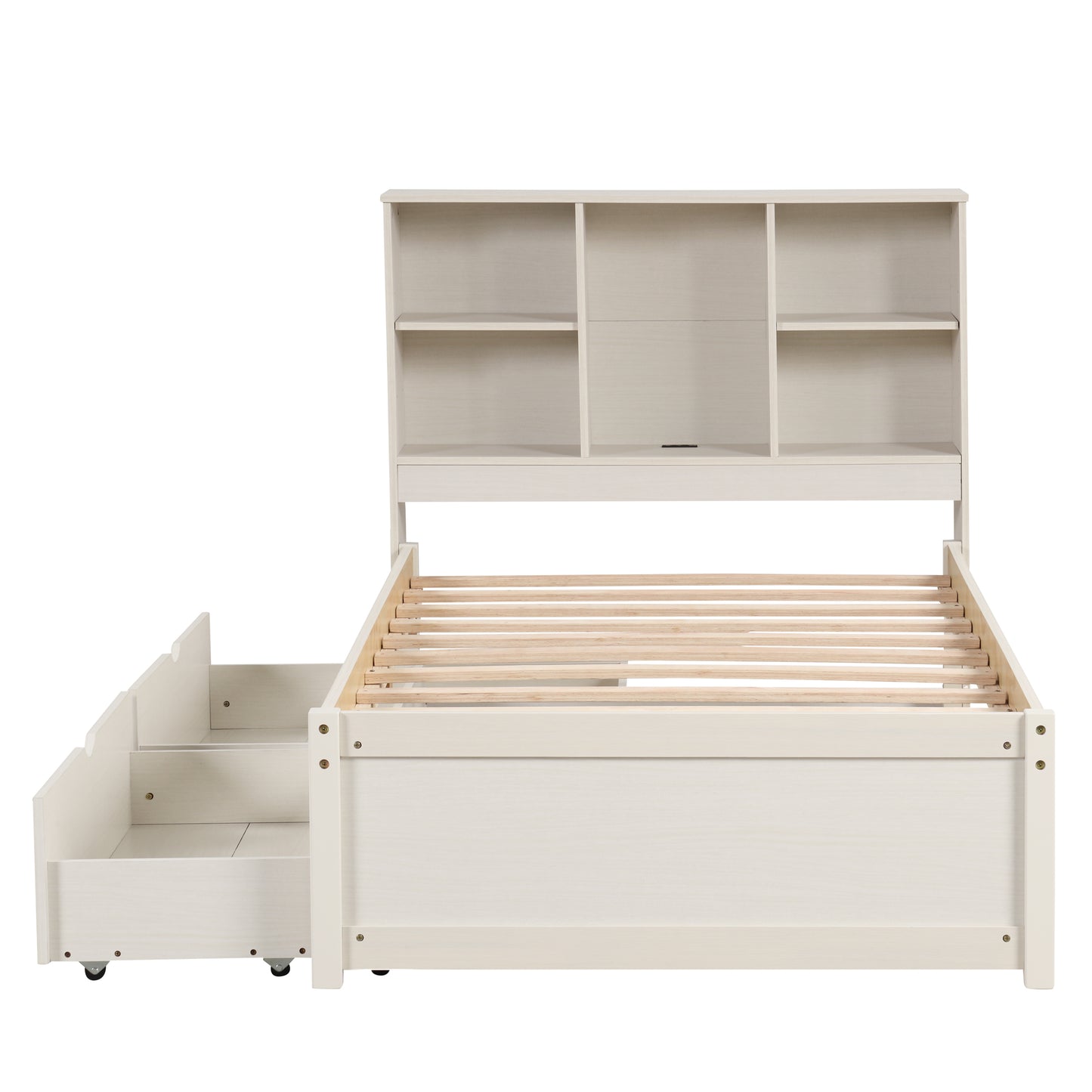 Sleek Twin Bed with USB Charging and Storage Headboard