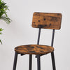 Rustic Round Bar Stool Set with Backrest and Shelves