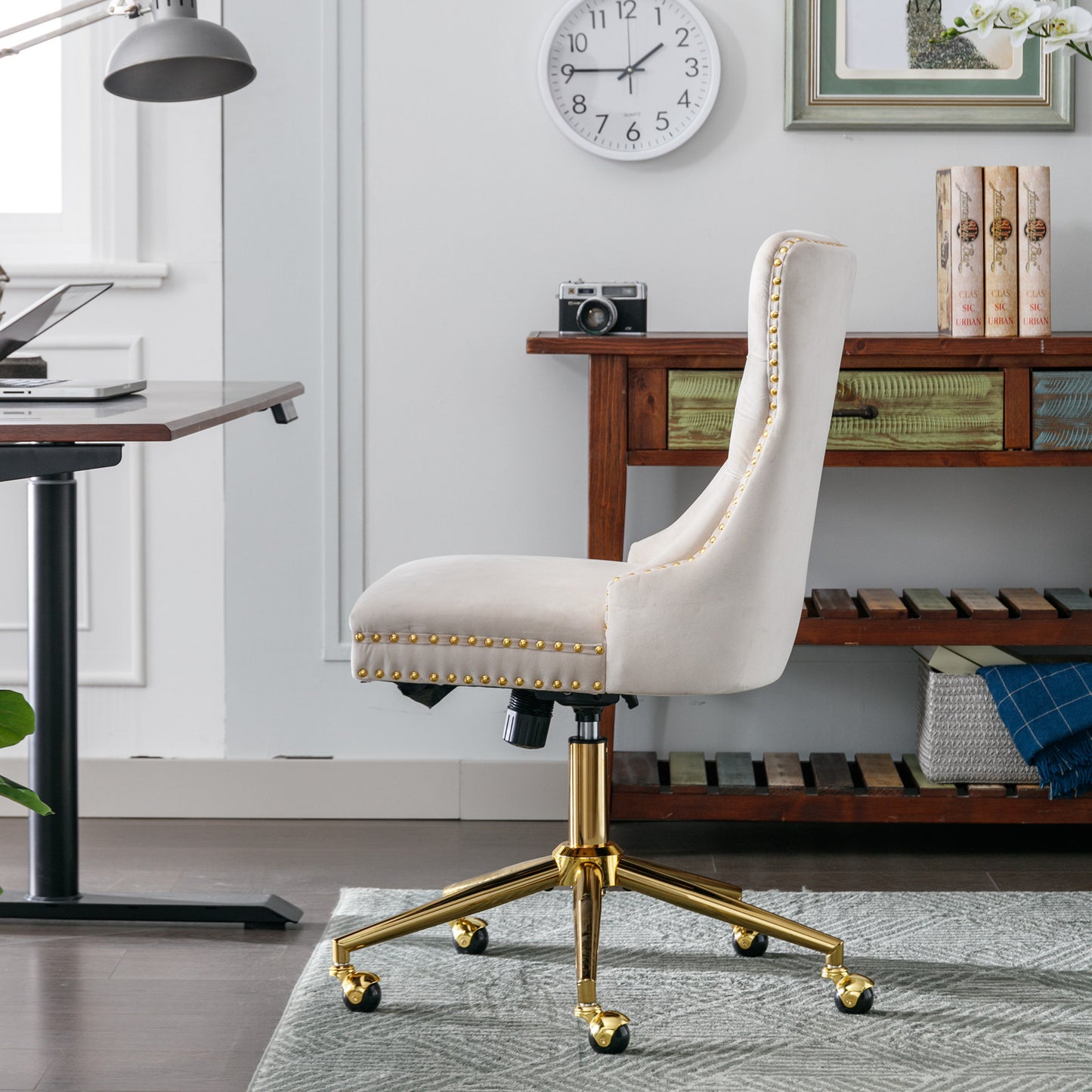 Golden Velvet Glam Office Chair