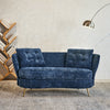 Chic Blue Loveseat with Gold Legs