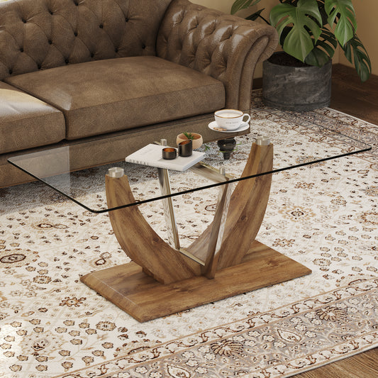 Chic Glass & Wood Coffee Table