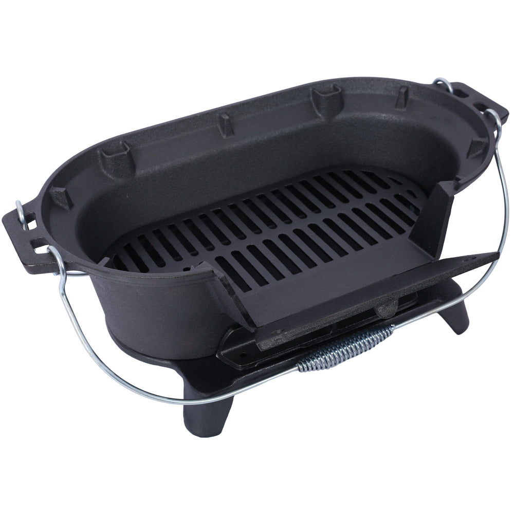 Portable Cast Iron Grill & Skillet Combo