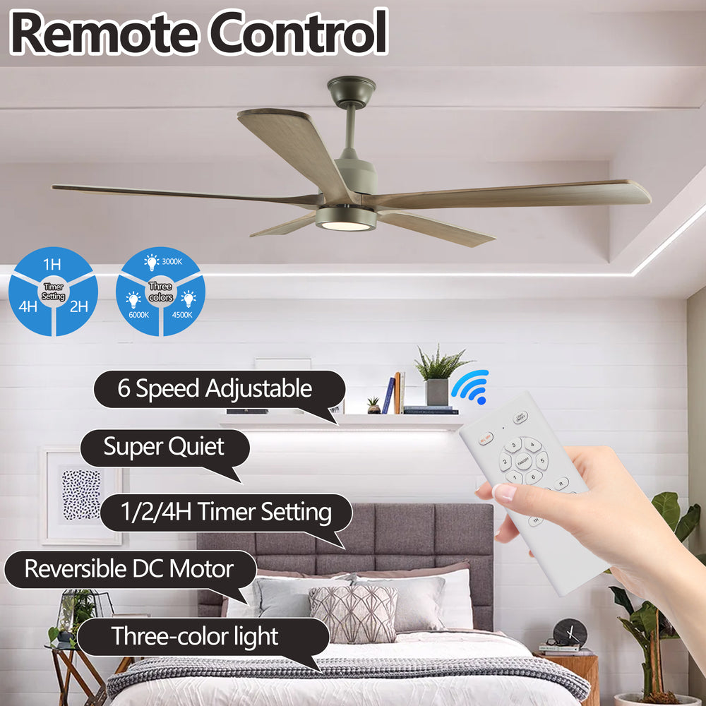 Sleek Wood Ceiling Fan with Light & Remote Control