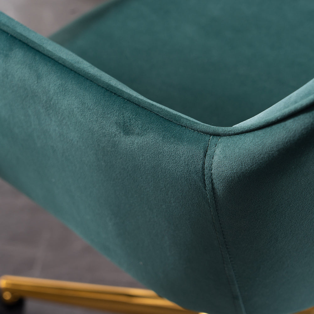 Chic Velvet Spin Chair with Gold Legs - Dark Green