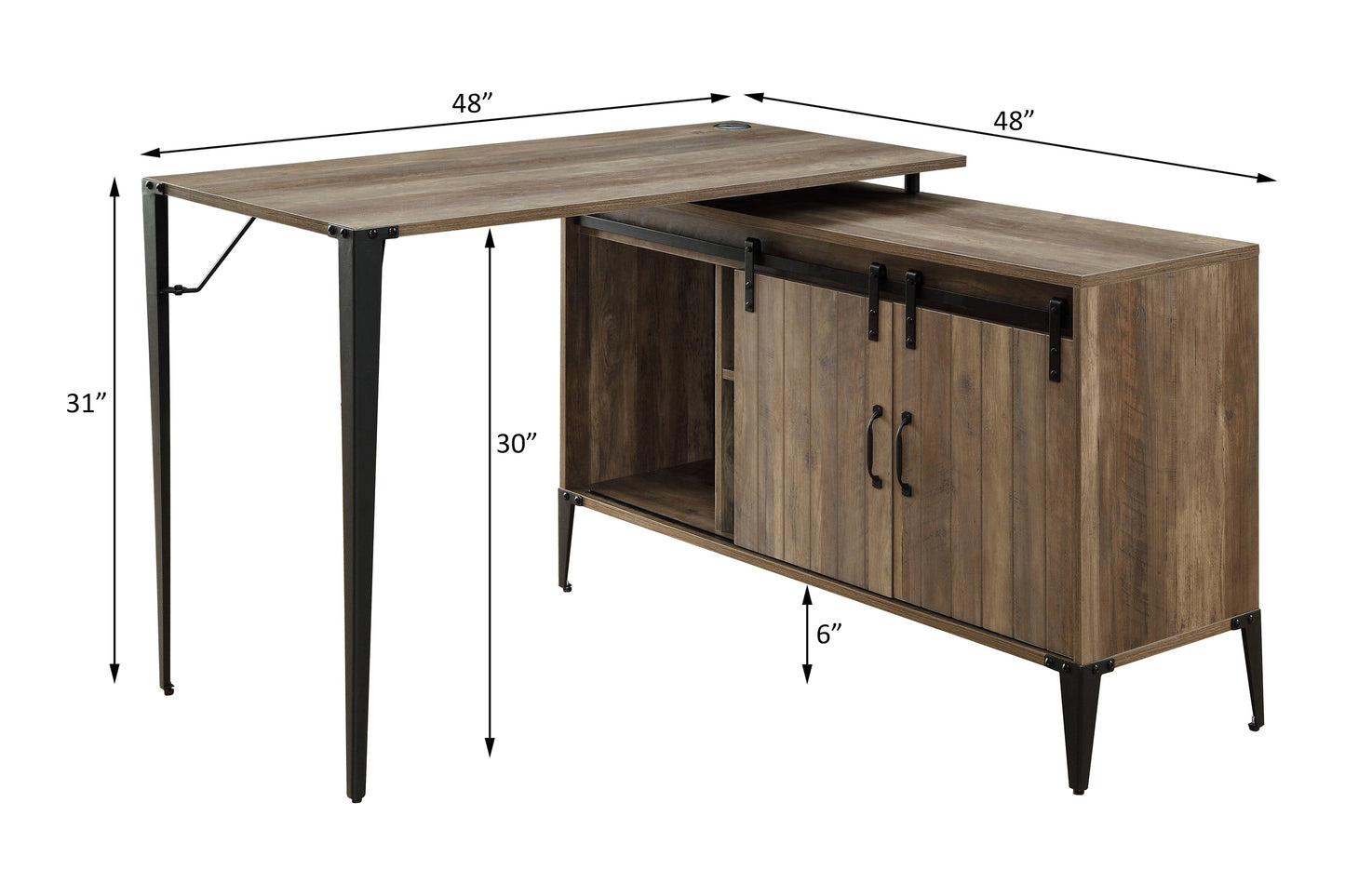 Rustic Oak & Black Zakwani Writing Desk