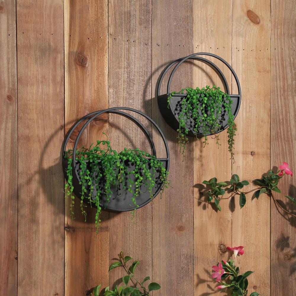 Stylish Black Wall Planters Pair