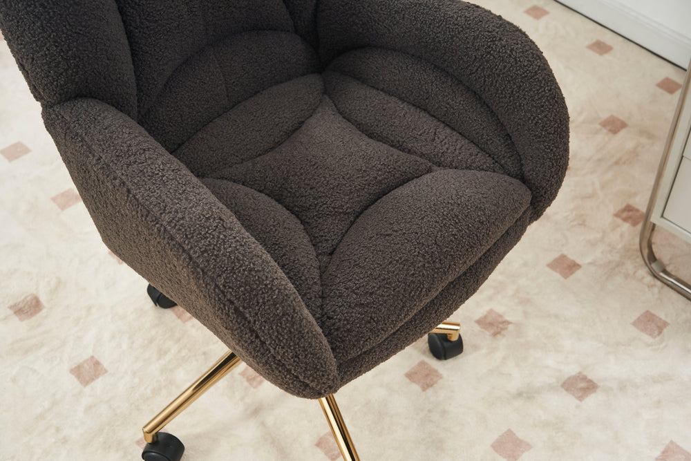 Cozy Swivel Teddy Chair with Gold Base